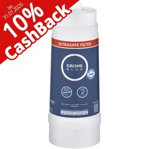GROHE Blue Filterkartusche UltraSafe 3000 L - Wasserpumpen: Nachhaltiger Austauschfilter mit 3000 L Kapazität, filtert 99,999 % aller Bakterien und Mikroplastik, reduziert störende Stoffe für reines Wasser.
