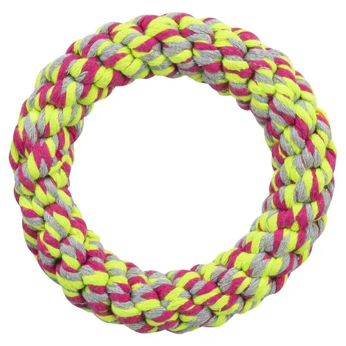 Trixie Tau-Ring Hundespielzeug 14cm bunt aus Baumwolle - Zerrspielzeug für Hunde