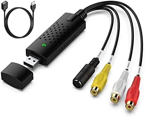 Azuxreza USB-Video- und Audio-Aufnahmegerät, Videoaufnahme-Karte digitalisiert Video, Konverter von VHS zu Digital, für Windows 11/10/8