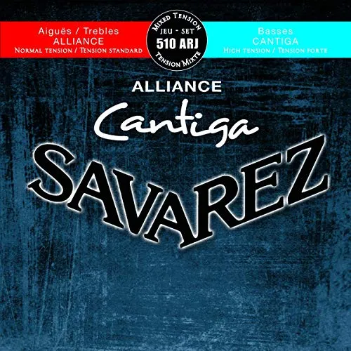 Savarez Saiten für Klassikgitarre Alliance Cantiga Satz, Mixed Tension, blau-rot, Diskant normal, Bass High, 510ARJ