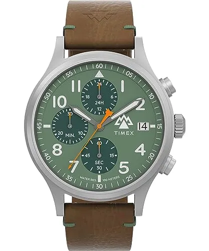 Timex Herren Analog Quarz Uhr mit Leder Armband TW2W16400JR