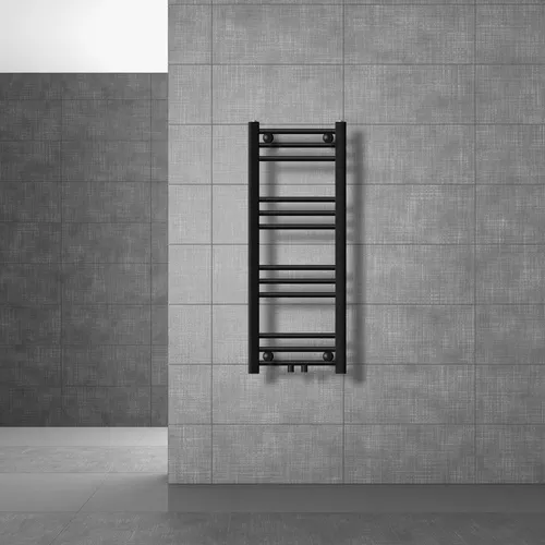 LuxeBath Badheizkörper Sahara 300x800 mm Schwarz matt – Eleganter Mittelanschluss