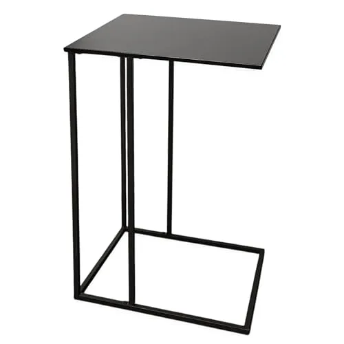 Moderner C-förmiger Beistelltisch schwarz - 58 x 40 cm - Beistelltisch in C-Form aus Metall, platzsparend und vielseitig einsetzbar als Couch- oder Telefontisch - ideal für Wohnzimmer.
