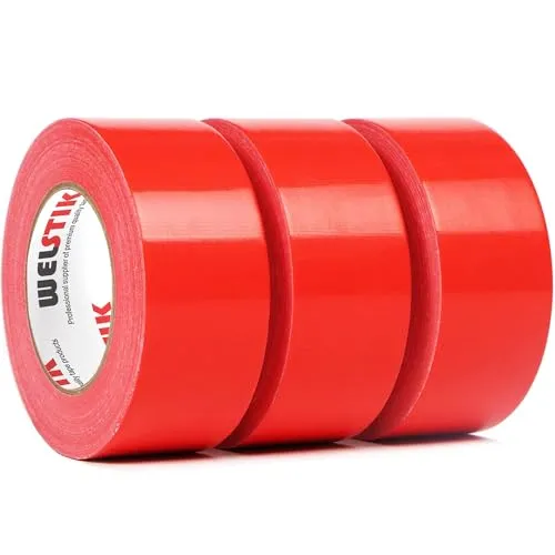 WELSTIK Professionelles Klebeband, 48 mm x 27 m, wasserdicht, für Reparaturen, Heimwerker, Handwerk, Innen- und Außenbereich, Rot