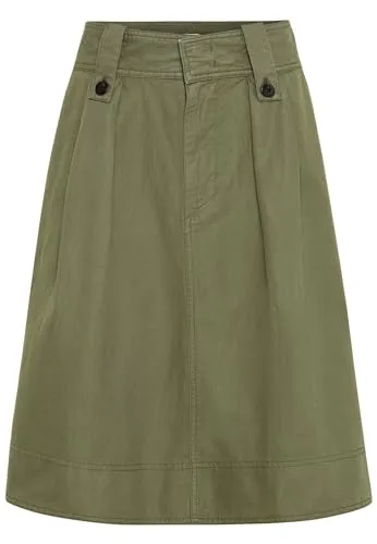 Camel Active Rock in Khaki - 48 - Röcke mit Leinenanteil und High Waist Schnitt, ideal für den Sommer und vielseitig kombinierbar.