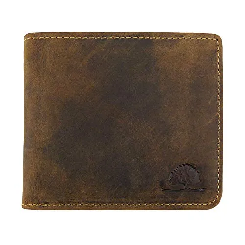 Greenburry Vintage RFID Leder Kartenetui - Braun - Portemonnaie aus robustem, handgearbeitetem Rindsleder mit RFID-Schutz, ideal für stilbewusste Herren, die Sicherheit und Design schätzen.