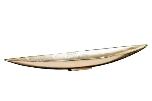 Längliche Dekoschale aus Metall in Gold in gold von Licht-Erlebnisse