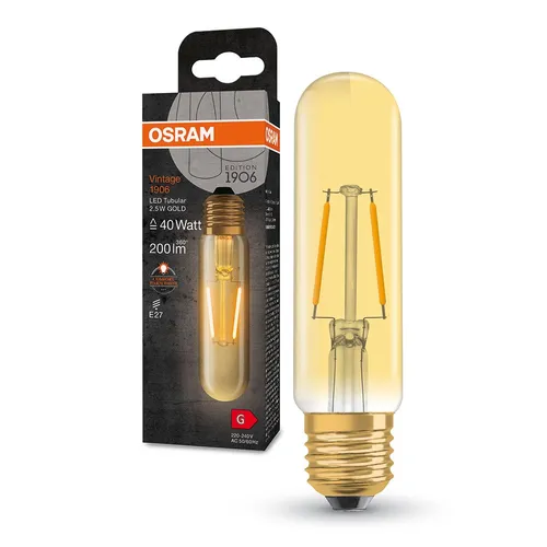 Osram LED Filament T32 Röhre Vintage 2,5W = 20W E27 Gold 200lm extra warm 2000K