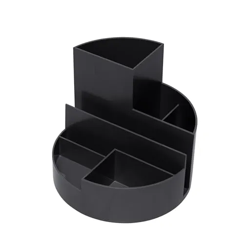 MAUL Schreibtisch Organizer MAULrundbox Ø14x12,5cm | Organizer mit 6 Fächern | Stiftehalter für Stifte, Marker und Schere | Stifte Organizer für Büro und Schreibtisch | Schwarz