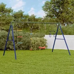 vidaXL Schaukel-Set mit Schaukelsitz und Trapez - Multifunktionales Schaukel-Set für den Garten, ideal für Kinder von 3-10 Jahren. Inklusive Schaukelsitz, Strickleiter und Kletterseil für abwechslungsreiche Spielmöglichkeiten. Robustes Gestell aus lackiertem Stahl sorgt für Stabilität.
