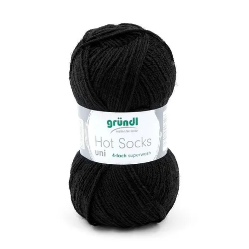 GRÜNDL WOLLE HOT SOCKS UNI SCHWARZ 50 g SOCKENWOLLE 100G/5,98€