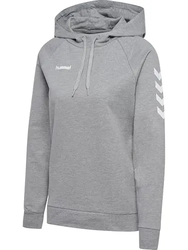 hummel Kapuzenpullover Hmlgo Damen - Stylischer Damen Kapuzenpullover aus Sweat-Gewebe mit atmungsaktivem Mesh-Futter und trendigen Chevrons an den Ärmeln, perfekt für Freizeit und Sport.