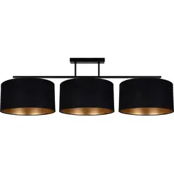 Moderne Deckenleuchte Metall Stoff E27 in Schwarz Gold 3-flammig - Elegante Deckenlampe aus Metall und Stoff, sorgt für blendarme Beleuchtung und individuelle Lichtgestaltung durch freie Leuchtmittelwahl.