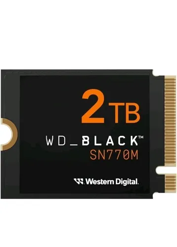 WD_BLACK SN770M 2 TB NVMe SSD - Festplatte mit PCIe Gen 4.0, bietet ultraschnelle Geschwindigkeiten von bis zu 5.150 MB/s für ein optimales Gaming-Erlebnis und erweiterbaren Speicher für Handheld-Konsolen und Laptops.