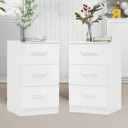Modernes 2er Set Nachttische mit 3 Schubladen