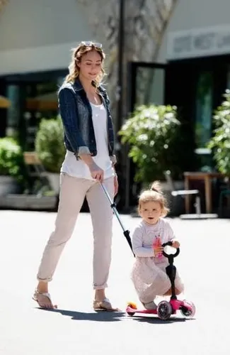 Micro Schubstange Roller mit Fußstütze Mini Micro Aluminium schwarz Zubehör