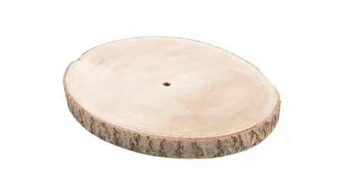 NaDeco Paulownia-Holzscheibe in vielen Größen zur Auswahl | Große Baumscheiben | Holzteller | Baumstamm- Scheiben | Holzscheibe zur Dekoration | Natürlicher Tortenteller, Größe:ca. 20x20 cm