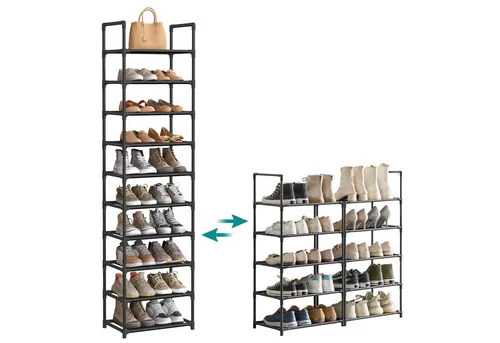 SONGMICS Schuhregal in Schwarz - (B)45 x (H)173 x (T)28 cm