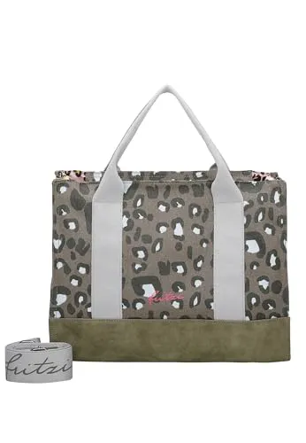 Fritzi aus Preussen Damen Tote Bag Canvas Leo Jungle Shopper - Damen-Shopper mit abnehmbarem Webbing-Schultergurt für flexibles Tragen und stylisches Design.