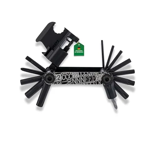 CONTEC Fahrrad-Multitool Pocket Gadget - F22 Stealth, 22 in 1 - Fahrrad-Multifunktionswerkzeug mit 22 Funktionen, ideal für Pannen und Reparaturen unterwegs, leicht und handlich für jede Tour.