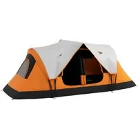 Outsunny Tunnelzelt für 8 Personen - Geräumiges Familienzelt mit 2 Räumen, Wasserabweisend und ideal für Campingausflüge, inklusive Tragetasche und Lichthaken für eine angenehme Beleuchtung.