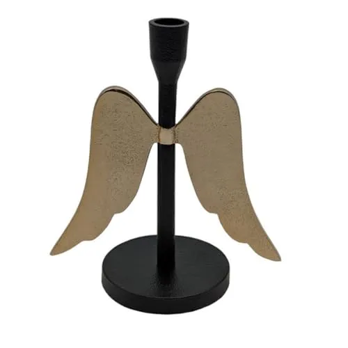 Lambert Kerzenleuchter Cassiel Engel Schwarz Gold (22cm) von Lambert