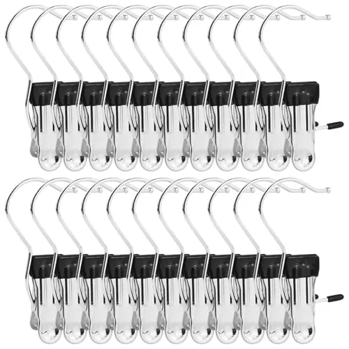 Stück Wäscheklammern Edelstahl, Wäsche Haken rutschfest Kleiderbügel Clip 360° Drehbar Stiefelklammern Stiefel Aufhänger Metall Klammern für Hosen Schuhe Handtuch (Schwarz) 22