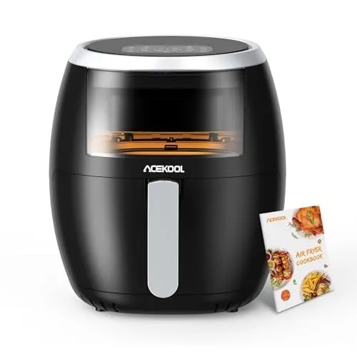 Acekool Heißluftfritteuse XXL 8L 1800W - Heißluftfritteuse mit 8 Programmen und 80% weniger Öl für gesunde Mahlzeiten. Ideal für bis zu 8 Personen, einfach zu bedienen und mit Dehydrierungsfunktion.