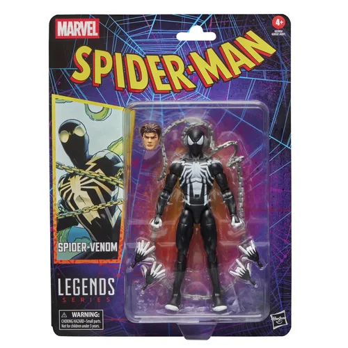 Marvel Legends Spider-Man Spider-Venom Figur 15 cm - Schwarz/Weiß - Actionfigur von Spider-Venom aus der Marvel Legends Serie, 15 cm groß, vollbeweglich und mit 6 Zubehörteilen für kreative Spielmöglichkeiten. Perfekt für Sammler und Fans!
