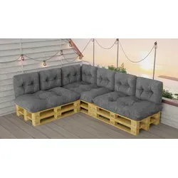 Palettenkissen Set WASSERDICHT - 6er Set in Grau - Ideal für Garten und Wohnzimmer: Unsere wasserfesten Kissen bieten perfekten Komfort und sind leicht zu reinigen. Mit hochwertigem Polyester und Polyurethanschaum gefüllt, sind sie die perfekte Wahl für entspannte Stunden.