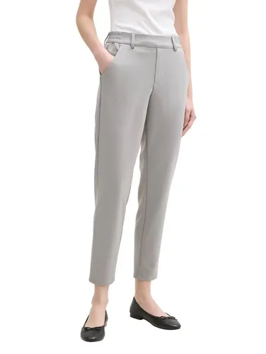 TOM TAILOR Denim Damen Relaxed Fit Hose - Grey Fog, XL - Damen-Hosen im Chino-Style, bequem mit seitlichen Taschen und elastischem Bund. Perfekt für Freizeit und festliche Anlässe, aus pflegeleichter Polyester-Viskose für höchsten Tragekomfort.