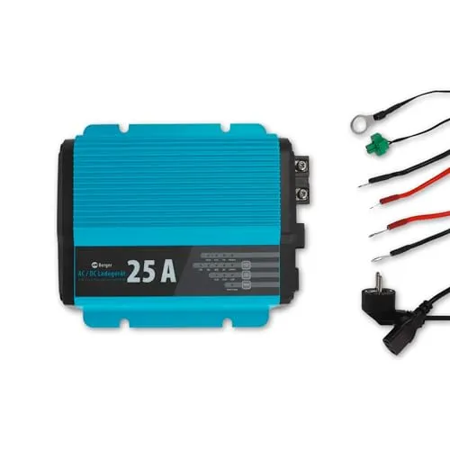 BERGER AC/DC Ladegerät BCA | 12V Batterieladegerät für LiFePO4 & Blei-Säure | Batterie Ladegerät für Autobatterie Kfz Vollautomatisch | leiser Betrieb (25 A)