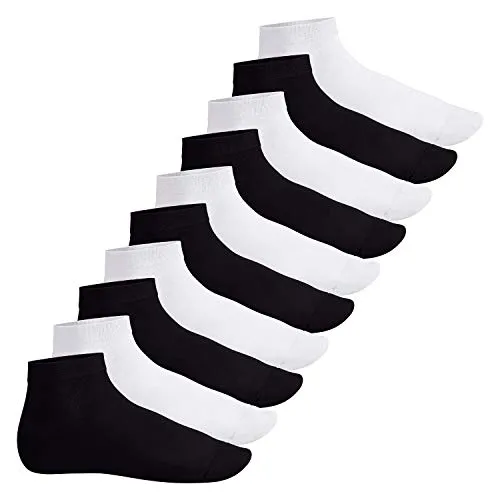Footstar Herren & Damen Kurzschaft Socken (10 Paar) - Sneak it! - Schwarz-Weiß-Mix 39-42