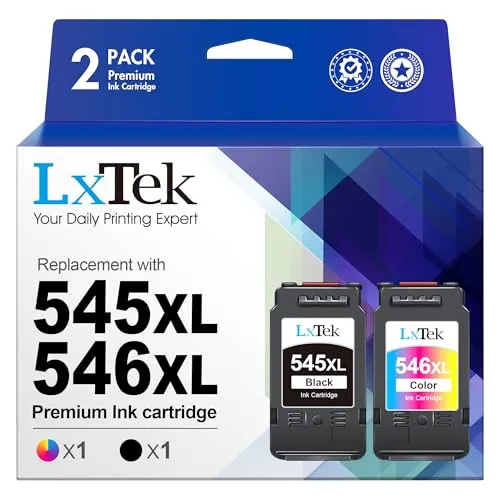 LxTek 545XL 546XL Multipack als Ersatz für Canon Druckerpatronen 545 546 für Canon 545 XL Black PG 545 PG-545XL PG-545 PG-546 Kompatibel für Pixma MX495 Patronen TR4550 TS3350 TR4600 (2er-Pack)