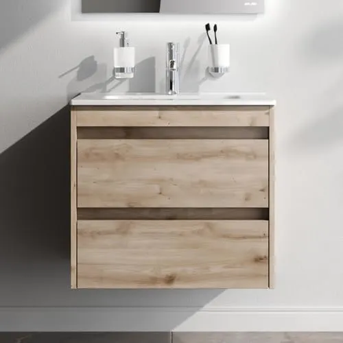 AM.PM Badmöbel Set Hängender Waschbecken-Unterschrank Eiche