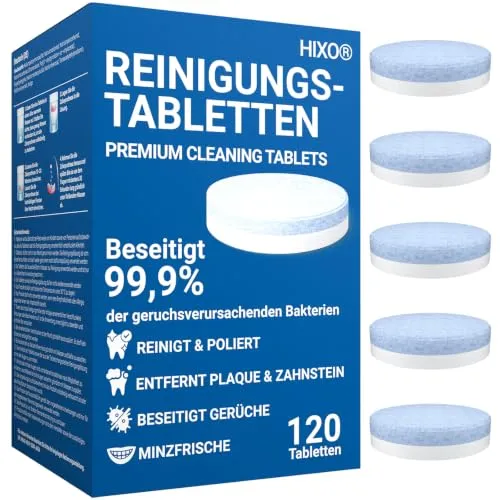 120x Reinigungstabletten für Zahnschienen – Retainer Reinigungstabletten für Aligner, Knirschschiene, Zahnspange & Zahnprothese, Zahnspangenreiniger & Zahnschiene Reinigung - Minzgeschmack