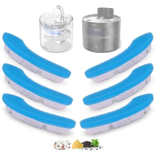 Katzenbrunnen Filter Trinkbrunnen für Katzen Filters Ersatzfilter 6 Wiederverwendbare Aktivkohlefilter für HAPUP Katzentrinkbrunnen Wasserbrunnen für Katzen Welpen 1,8 l