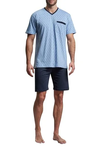 Götzburg Herren Shorty blau Bedruckt 1er Pack 50 - Bequemer Schlafanzug für Herren von Götzburg, aus 100% Baumwolle, mit leichtem und glattem Material für angenehmen Tragekomfort.