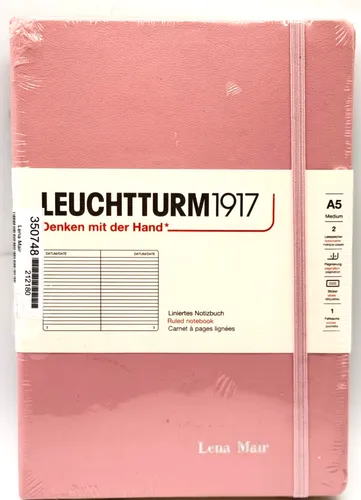 LEUCHTTURM1917 Notizbuch Muted Colours A5 - Puder - Tagebuch mit 251 nummerierten Seiten aus säurefreiem Papier, ideal für kreative Notizen und Organisation, inklusive Verschlussgummi und 2 Lesezeichen.