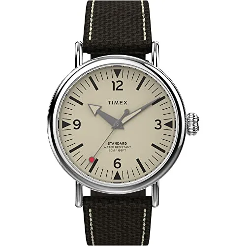 Timex Quarzuhr WATERBURY STANDARD TW2V44100AJ - Herrenuhr mit Leuchtzeigern - Klassische Herrenuhr mit Quarz-Antrieb, Leuchtzeigern und robustem Mineralglas. Ideal für jeden Anlass und bis 5 bar wasserdicht.