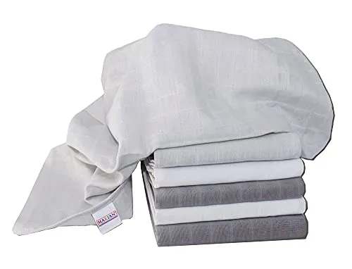 Mulltücher/Mullwindeln/Spucktücher / 6er Pack, 70x70cm, schadstoffgeprüft Öko-Tex Standard 100, 100% BW, doppelt gewebt, Premium Qualität - (Grau Weiß)