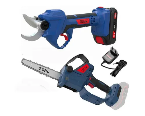 Güde Akku-Kettensäge Gartenset Astkettensäge + Astschere 18V Akku 2.0 Ah + Ladegerät, 18V