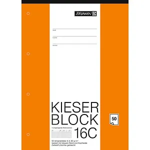 BRUNNEN Arbeitsblock Kieserblock DIN A4 rautiert Lineatur 16C, 1 St.