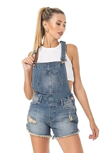 Redbridge Denim Latzhose für Damen - Trendiger Jeans Overall in Blau W30 - Latzhosen für Damen: Stilvolle Denim-Latzhose mit modernen Distressed-Details, verstellbaren Trägern und hohem Tragekomfort für den perfekten Look.