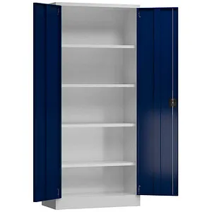 ClassiX Aktenschrank X-530331, abschließbar aus Metall, 80 x 180 x 38cm - Hochschrank aus stabilem Stahlblech mit 4 höhenverstellbaren Fachböden. Ideal für die sichere Aufbewahrung von Unterlagen, mit Drehzylinderschloss und 3 Jahren Garantie.