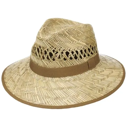 Lipodo Big Brim Traveller Strohhut Made in Italy Damen und Herren Frühling Sommer Natur L (58-59 cm)