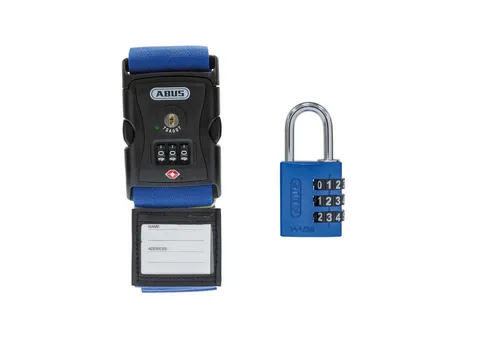 ABUS Koffergurt mit Zahlencode und Adressetikett - Sicherer Gepäckschutz mit individuell einstellbarem Zahlenschloss, ideal für stressfreies Reisen. Praktisches Adressetikett für mehr Sicherheit.