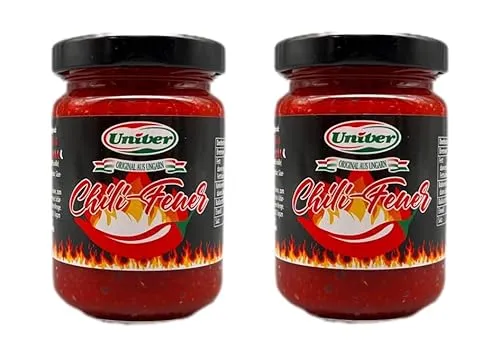 Univer Sparset Chili-Feuer 2 x 150g (Glas), Scharfe Chilipaste aus Ungarn, für Liebhaber Feuriger Genüsse