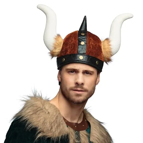 Boland - Wikinger Helm, Kopfbedeckung, Accessoire für Kostüme, Karneval oder Mottoparty, Braun