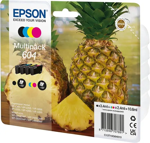 Epson 604 Multipack für Expression Home & WorkForce - Tintenpatronen für Epson-Drucker, echte Farben und hohe Füllmenge für brillante Ausdrucke. Ideal für den täglichen Gebrauch.